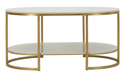 Table basse rectangulaire en marbre artificiel avec cadre doré – Izmir Design