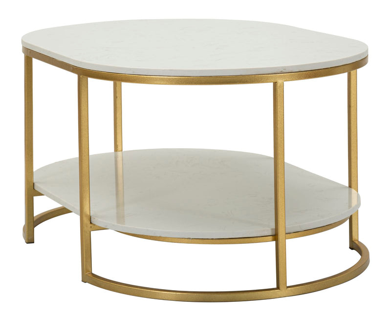 Table basse rectangulaire en marbre artificiel avec cadre doré – Izmir Design