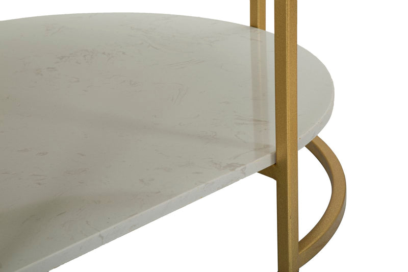 Table basse rectangulaire en marbre artificiel avec cadre doré – Izmir Design