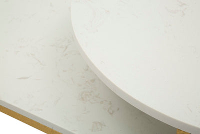 Table basse rectangulaire en marbre artificiel avec base dorée – Collection Ankara