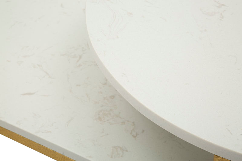 Table basse rectangulaire en marbre artificiel avec base dorée – Collection Ankara
