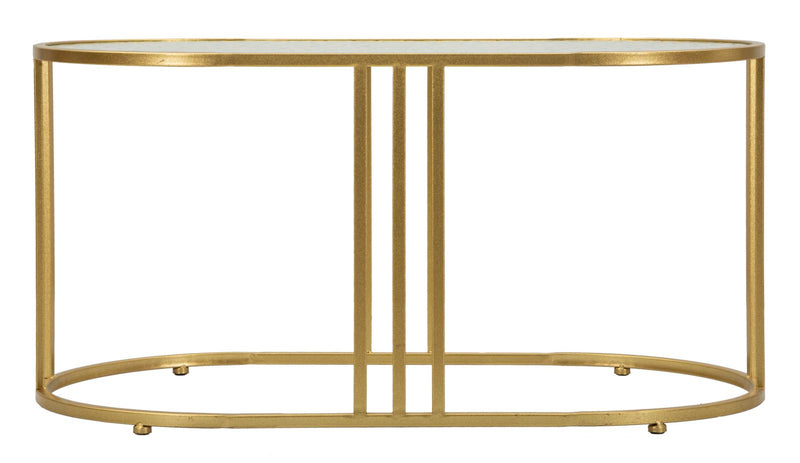 Table basse rectangulaire en verre avec pieds dorés – Style Antalia