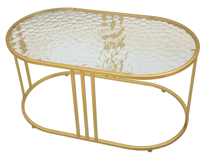 Table basse rectangulaire en verre avec pieds dorés – Style Antalia