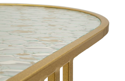 Table basse rectangulaire en verre avec pieds dorés – Style Antalia