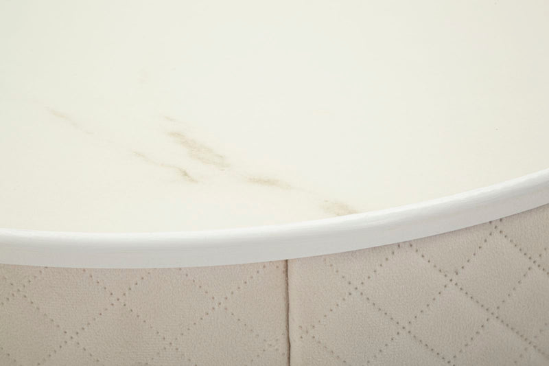 Table de chevet crème avec pouf assorti – Coiffeuse Velit