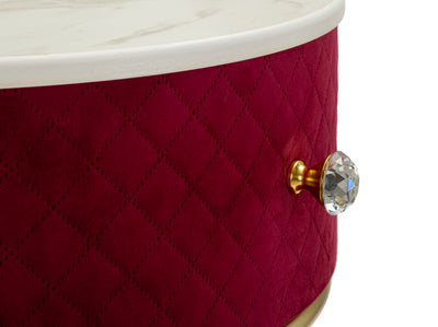 Table de chevet rouge avec pouf assorti – Coiffeuse Velit