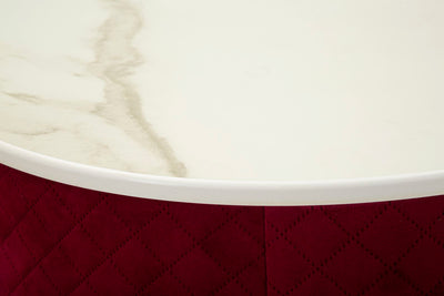 Table de chevet rouge avec pouf assorti – Coiffeuse Velit