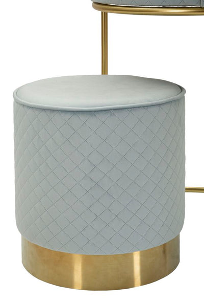 Table de chevet bleu clair avec pouf assorti – Coiffeuse Velit