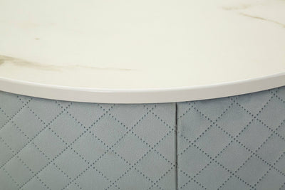 Table de chevet bleu clair avec pouf assorti – Coiffeuse Velit