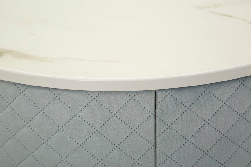 Table de chevet bleu clair avec pouf assorti – Coiffeuse Velit