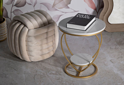 Table d'appoint en métal doré avec piètement en forme de cœur – Heart Modern Design