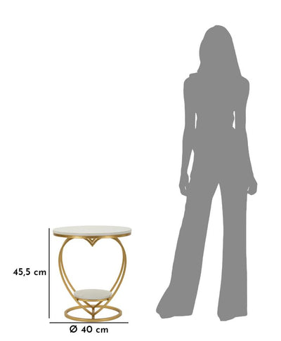 Table d'appoint en métal doré avec piètement en forme de cœur – Heart Modern Design