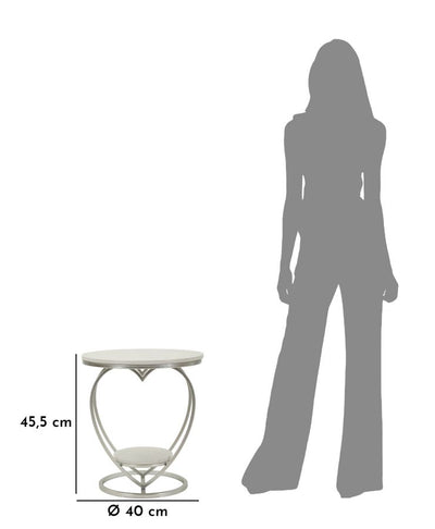 Table d'appoint en métal argenté avec piètement en forme de cœur – Heart Modern Accent