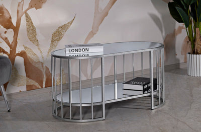 Table basse rectangulaire en verre avec cadre en métal – Smirne Modern