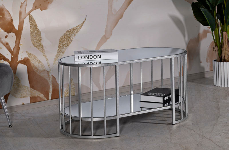 Table basse rectangulaire en verre avec cadre en métal – Smirne Modern