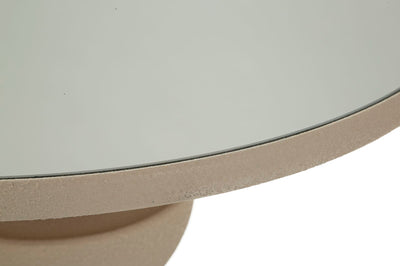 Table d'appoint ronde beige avec plateau miroir – Style contemporain Dune