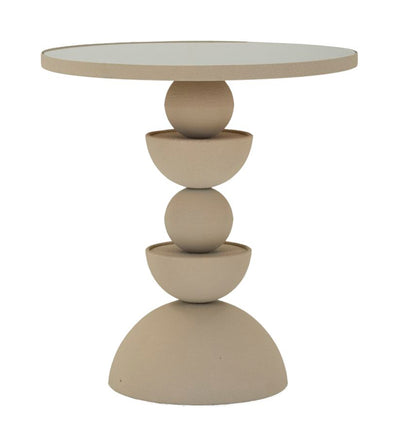 Table d'appoint ronde beige avec surface miroir – Dune Modern Accent