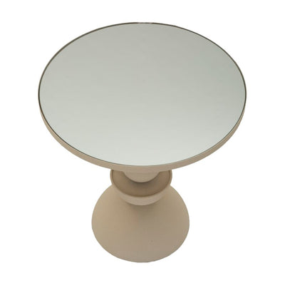 Table d'appoint ronde beige avec surface miroir – Dune Modern Accent