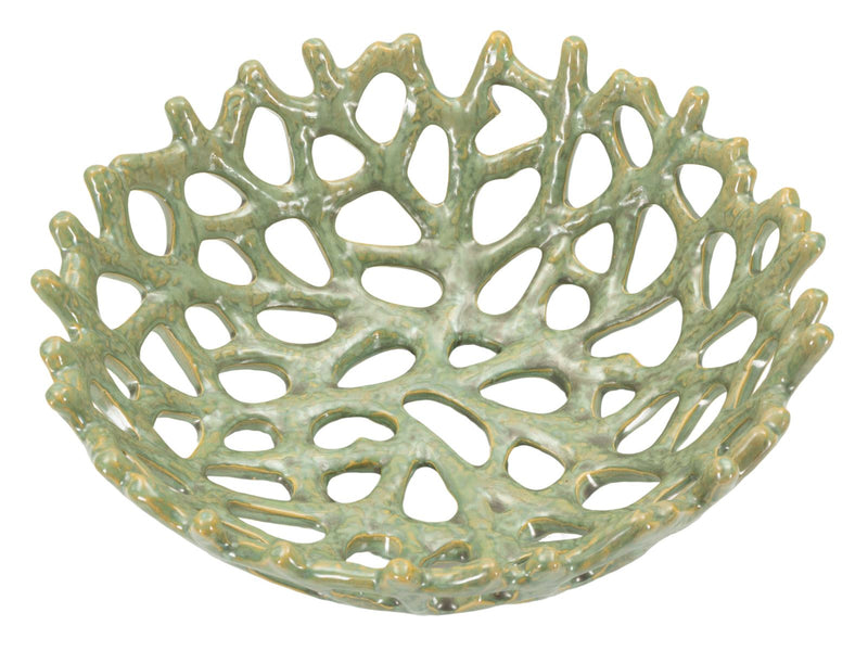 Bol décoratif vert en forme de corail – Bol décoratif moderne