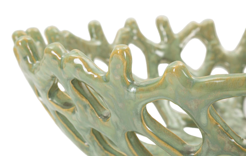 Bol décoratif vert en forme de corail – Bol décoratif moderne