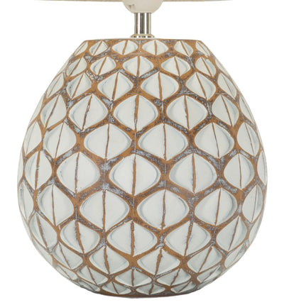 Lampe de table en résine blanche avec abat-jour en tissu – Tibet Modern Design