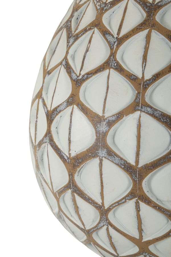 Lampe de table en résine blanche avec abat-jour en tissu – Tibet Modern Design