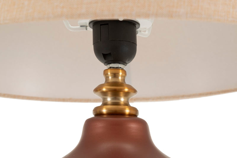 Lampe de table en bois marron avec abat-jour en tissu – Style moderne Rosenthal