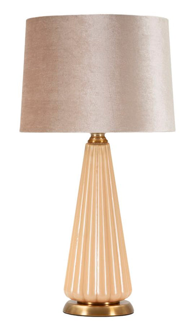 Lampe de table dorée et beige avec abat-jour en tissu – Perly Contemporary
