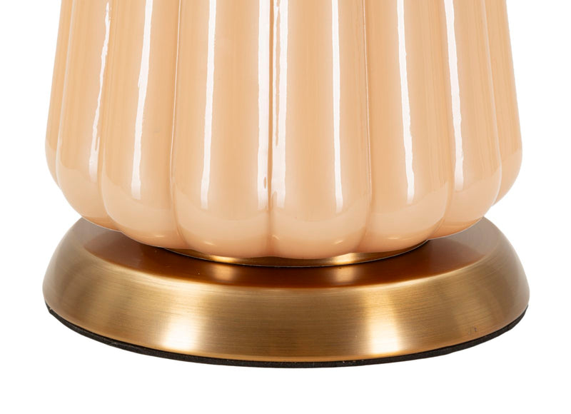 Lampe de table dorée et beige avec abat-jour en tissu – Perly Contemporary