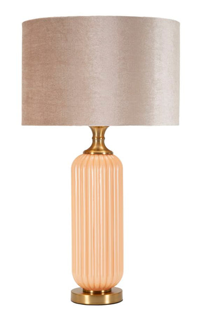 Grande lampe de table dorée et beige avec abat-jour en tissu – Collection Perly