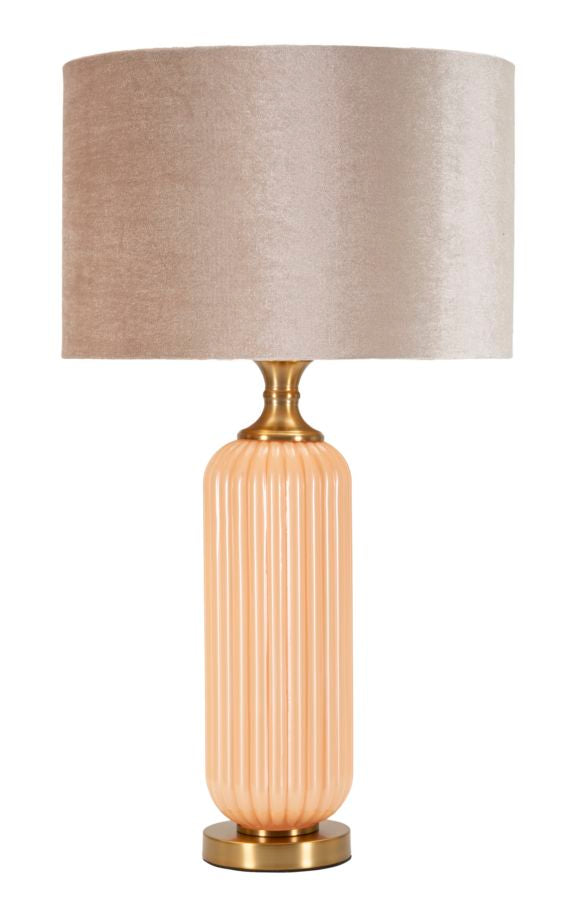 Grande lampe de table dorée et beige avec abat-jour en tissu – Collection Perly