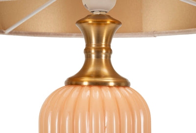 Grande lampe de table dorée et beige avec abat-jour en tissu – Collection Perly