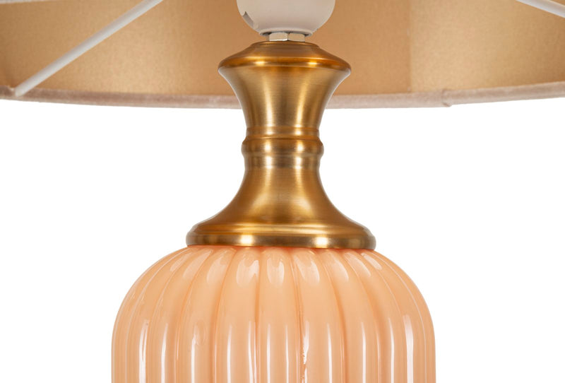 Grande lampe de table dorée et beige avec abat-jour en tissu – Collection Perly
