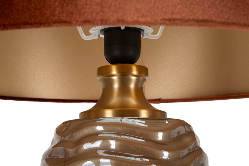 Lampe de table décorative marron avec abat-jour en tissu – Prague Collection