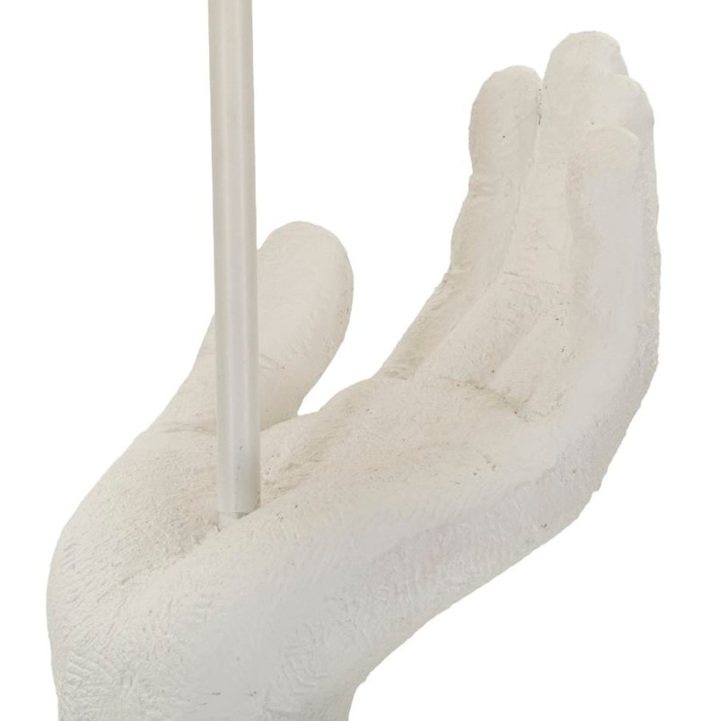 Lampe de table sculpturale blanche avec abat-jour beige – Collection Life