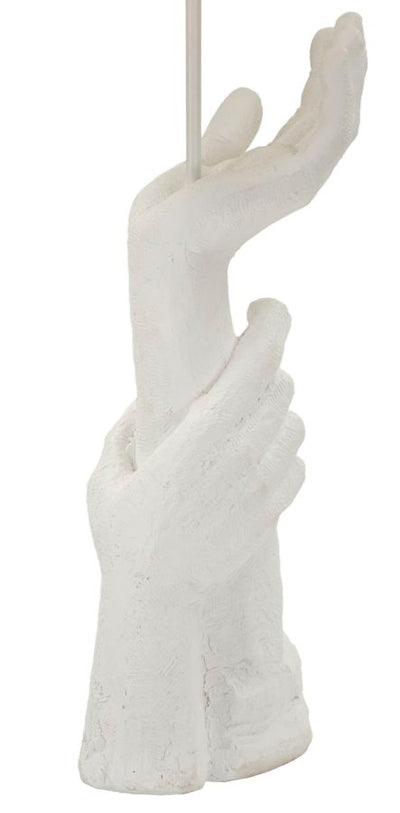 Lampe de table sculpturale blanche avec abat-jour beige – Collection Life