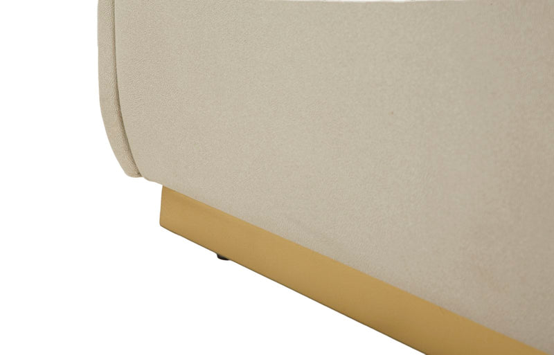 Banc de rangement rembourré beige – Siège moderne pour salle de bain