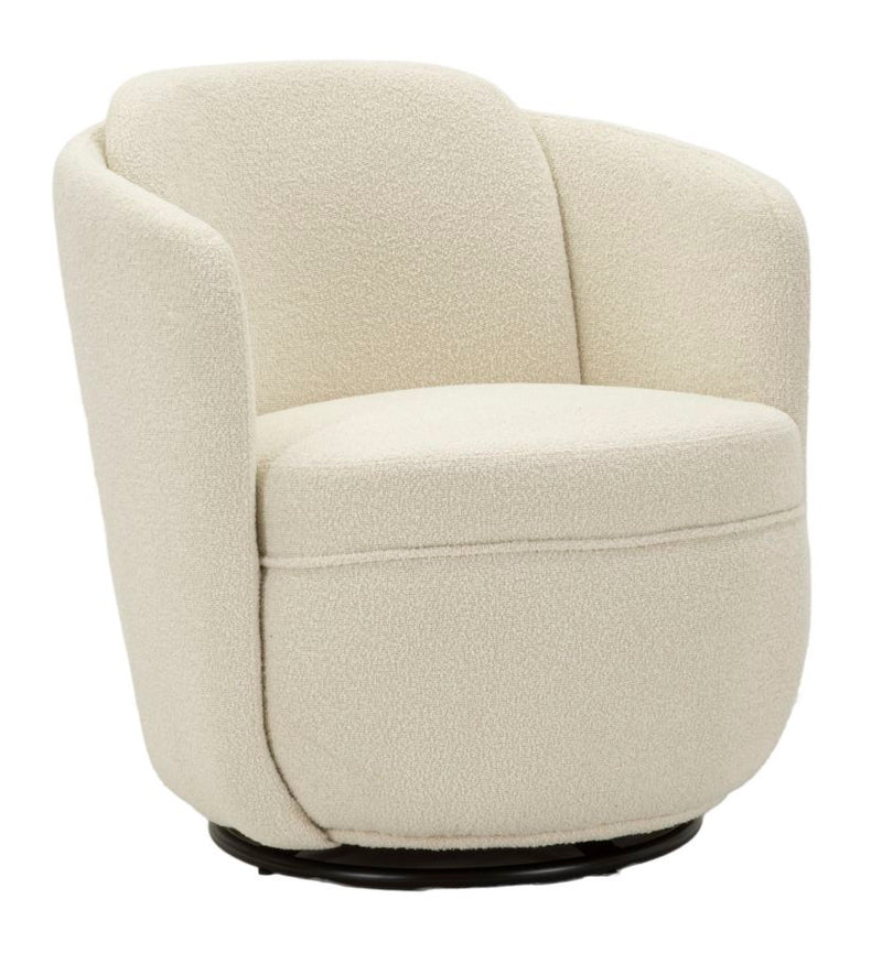 Fauteuil pivotant rembourré crème – Torino Modern Accent Chair