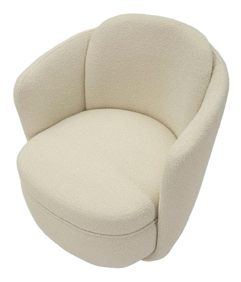 Fauteuil pivotant rembourré crème – Torino Modern Accent Chair