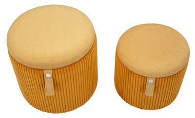 Lot de 2 poufs de rangement en velours moutarde – Poufs modernes Bolzano