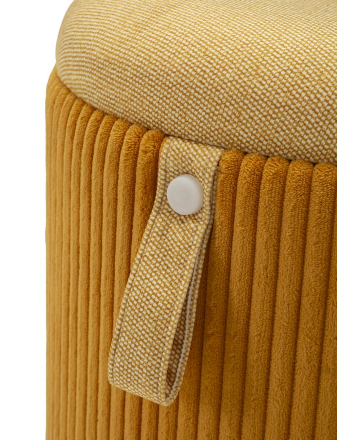 Lot de 2 poufs de rangement en velours moutarde – Poufs modernes Bolzano