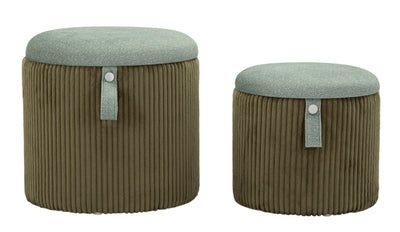 Lot de 2 poufs de rangement en velours vert – Poufs modernes Bolzano