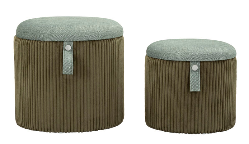 Lot de 2 poufs de rangement en velours vert – Poufs modernes Bolzano