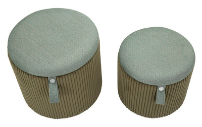 Lot de 2 poufs de rangement en velours vert – Poufs modernes Bolzano