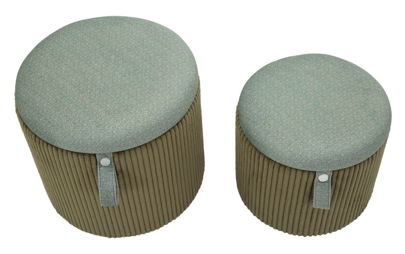 Lot de 2 poufs de rangement en velours vert – Poufs modernes Bolzano