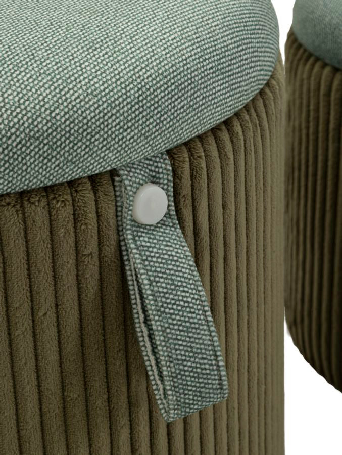 Lot de 2 poufs de rangement en velours vert – Poufs modernes Bolzano