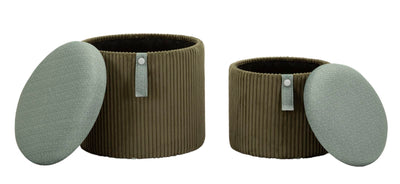 Lot de 2 poufs de rangement en velours vert – Poufs modernes Bolzano