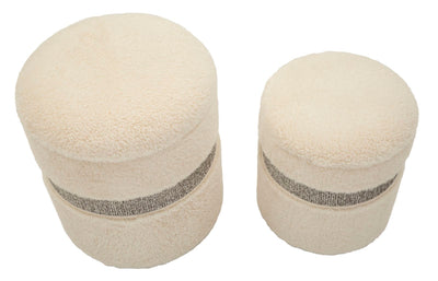 Lot de 2 poufs de rangement rembourrés crème – Collection Saint-Moritz