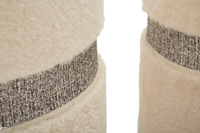 Lot de 2 poufs de rangement rembourrés crème – Collection Saint-Moritz