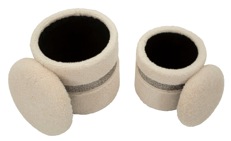 Lot de 2 poufs de rangement rembourrés crème – Collection Saint-Moritz